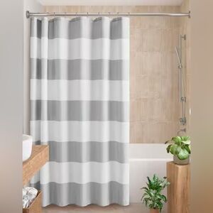 Habitat Striped Gray and White Shower Curtain